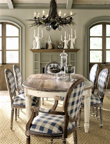 sedie quadrettate in stile country provenzale