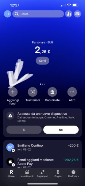 come aggiungere fondi revolut